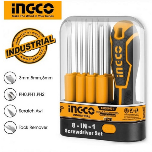 9 Pcs interchangeable screwdriver set AKISD0901(INGCO)