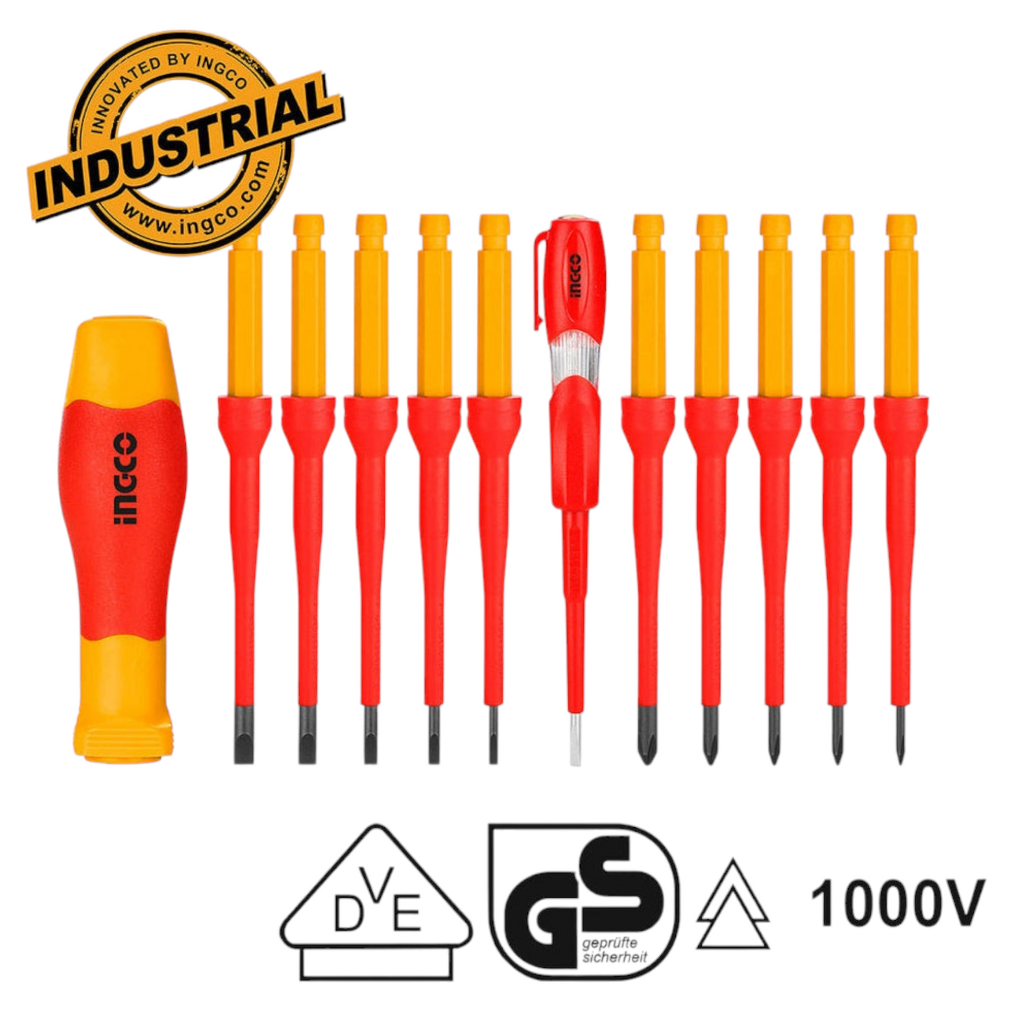 12 Pcs Interchangeable Insulated Screwdriver Set HKISD1201(INGCO)