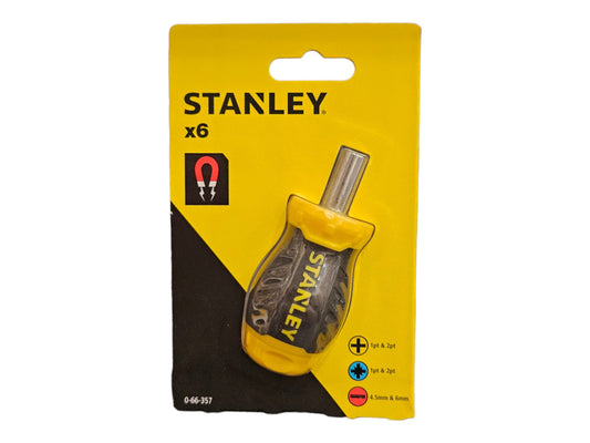 STH0-66-357 Bit-Screwdriver with 6 Bits Slotted/PH, Black/Yellow(STANLEY)