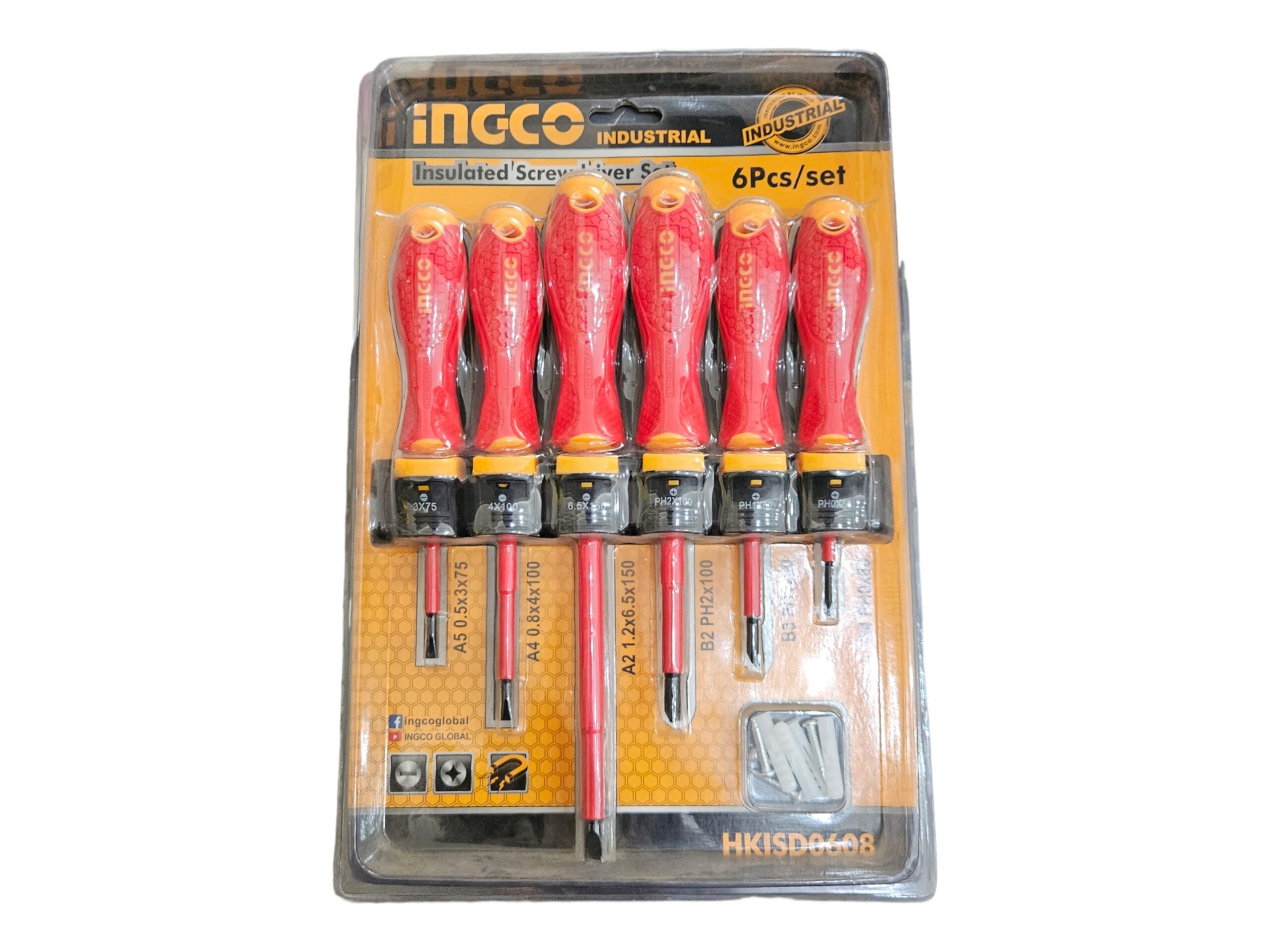 INGCO 6pcs Insulated Screwdriver Set Electrician Screwdriver 1000V VDE HKISD0608