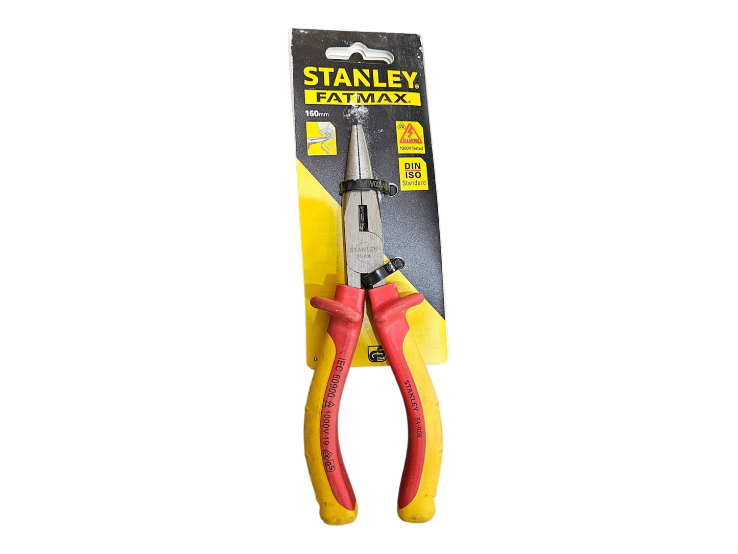 Stanley 0-84-006 Nose Plier MaxSteel VDE straight, Yellow/Red